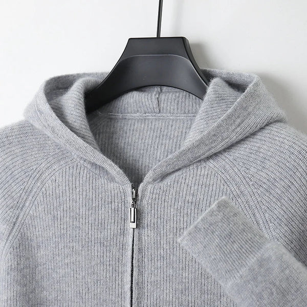 Casual Long Sleeve Hooded Cardigan — vista frontale