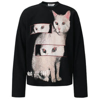 Cat Eyes Graphic Long Sleeve Top — vista frontale