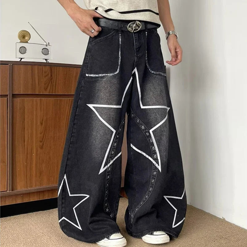 Central Nervous Star Graphic Baggy Barrel Jeans‌ — vista posteriore