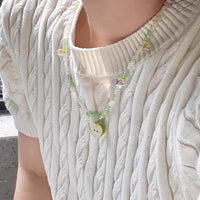 Ceramic Green Apple Pendant Bead Choker Necklace — dettaglio