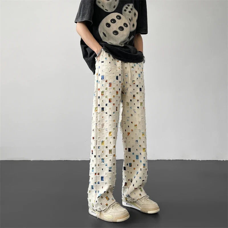 Checker Plaid Sweatpants Jogger Trousers — vista posteriore