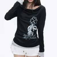 Chic Coquette Polka Patchwork Long Sleeve Top — in alternativa
