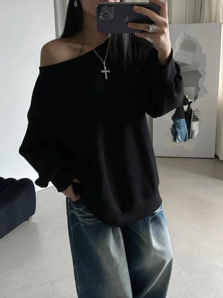 Chic Off Shoulder Long Sleeve Top — vista laterale