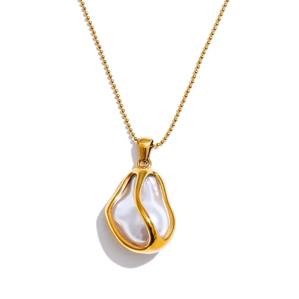 Chic Simulated Pearl Pendant Necklace — vista frontale