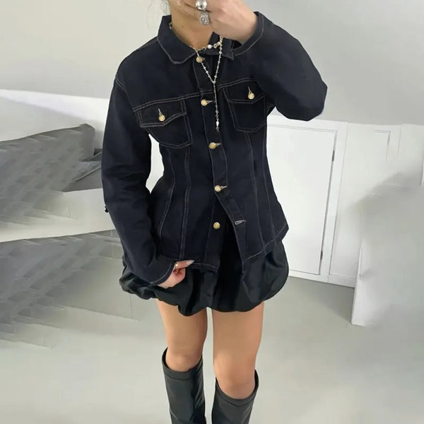 Cinch Bell Vintage Denim Jacket — vista frontale