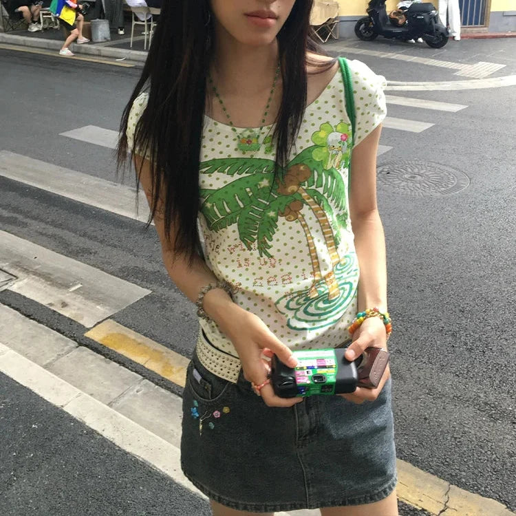Coconut Polka Dot Graphic T Shirt — dettaglio