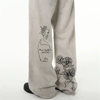 Coffee Shop Sketch Graphic Baggy Jeans — dettaglio