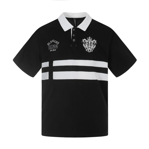 Contrast Panelled Embroidered Polo Shirt — vista frontale
