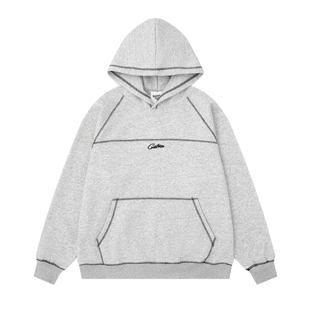Contrast Stitch Embroidered Hoodie — vista frontale