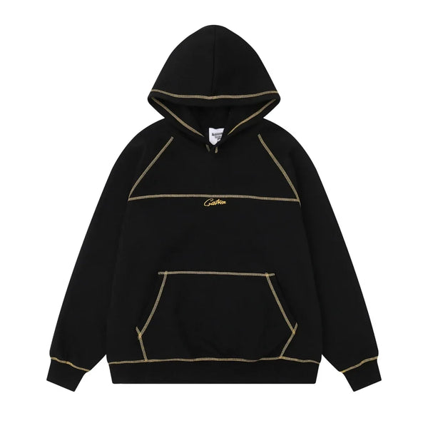 Y2K Contrast Stitch Embroidered Hoodie