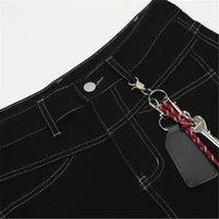 Contrast Stitch Wide Leg Long Denim Shorts Jorts — vista laterale