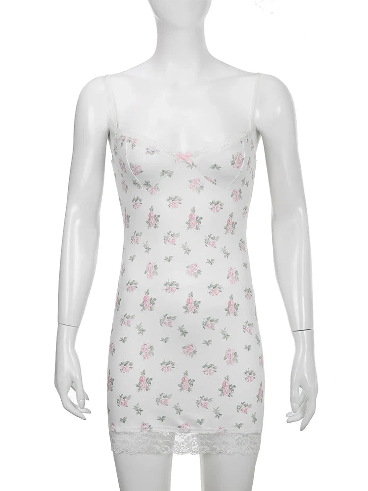 Coquette Aesthetic Lace Floral Dress — vista laterale