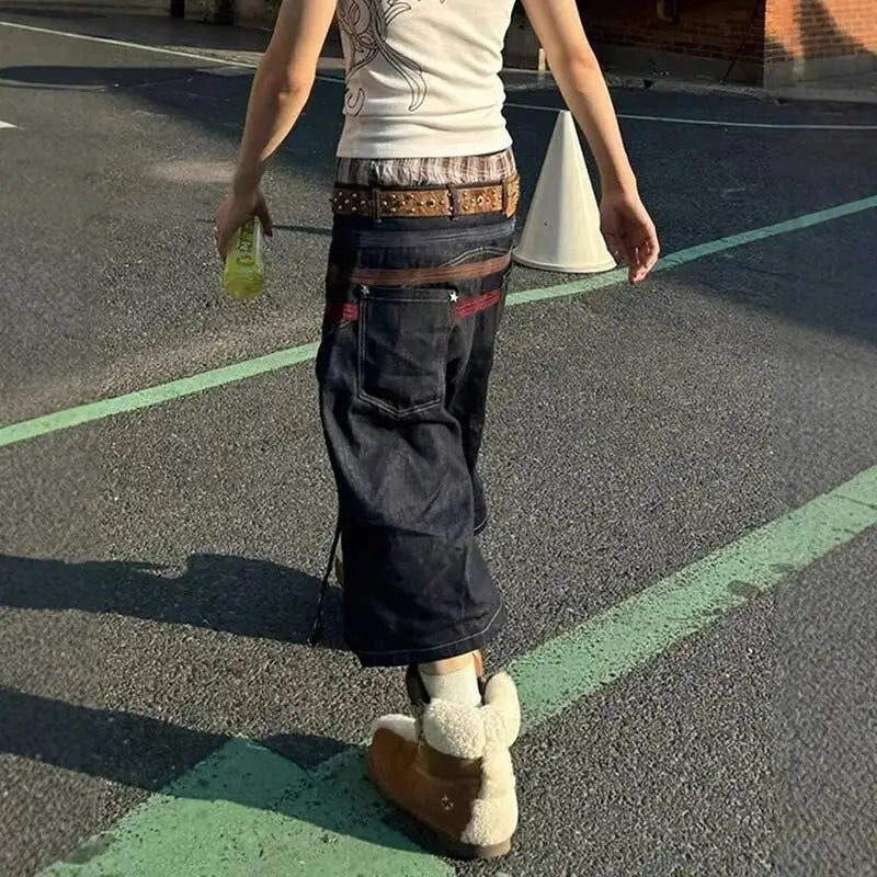Cowboy Denim Shorts Jorts — dettaglio della stampa