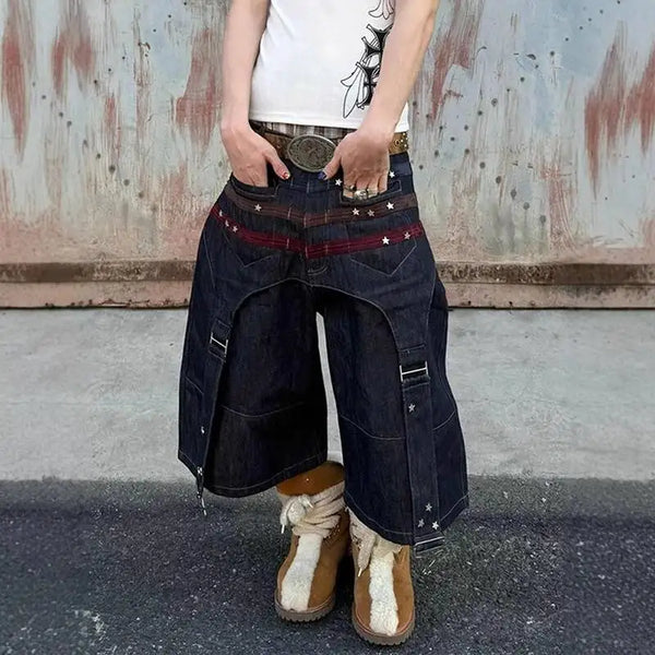 Cowboy Denim Shorts Jorts — vista frontale