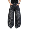 Y2K Cracked Graphic Baggy Wide Leg Barrel Jeans