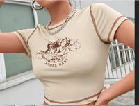 Cream Angel Baby Crop Top — vista laterale