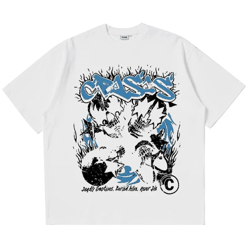 Crisis Skulls Graphic T Shirt — vista frontale