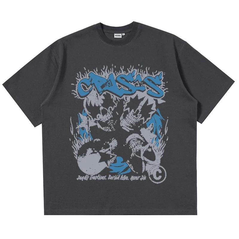 Crisis Skulls Graphic T Shirt — vista posteriore