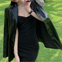 Crocodile Print Faux Leather Blazer Jacket — dettaglio