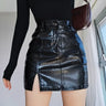Y2K Crocodile Print Faux Leather Split Mini Skirt