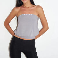 Crop Button Decor Bandeau Tube Top — dettaglio