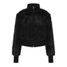 Y2K Cropped Black Faux Fur Zip Up Jacket