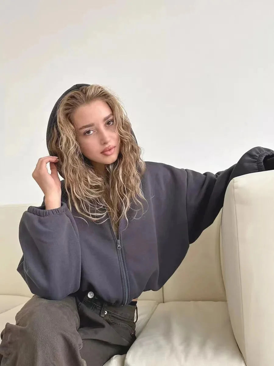 Cropped Full Zip Up Hoodie — vista completa