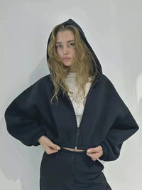 Cropped Full Zip Up Hoodie — vista frontale