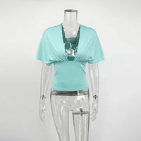 Cropped Low Cut Backless Halter Top — vista frontale