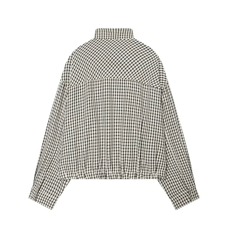 Cropped Plaid Womens Jacket Coat — dettaglio della stampa