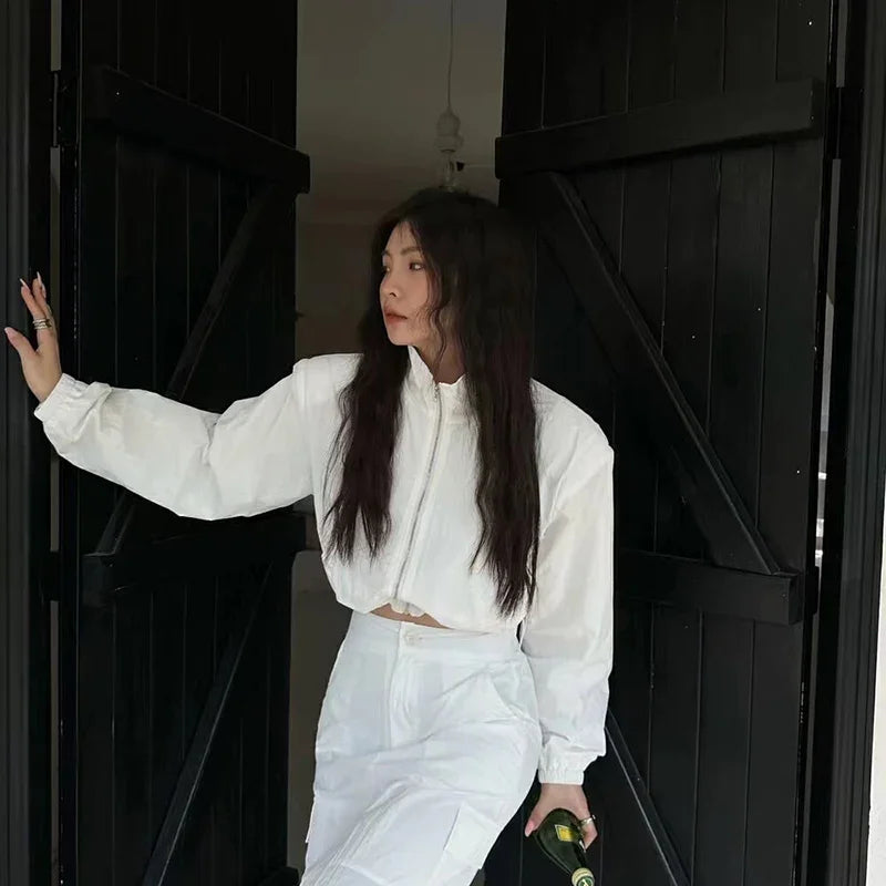 Cropped Track Jacket Coat Windbreaker — dettaglio della stampa