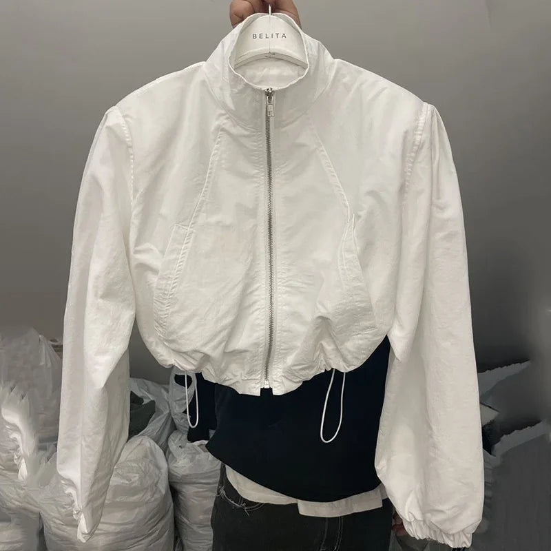 Cropped Track Jacket Coat Windbreaker — vista frontale