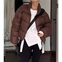 Cropped Womens Padded Puffer Jacket — vista laterale