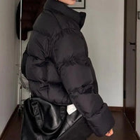 Cropped Womens Padded Puffer Jacket — dettaglio del tessuto