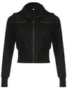 Y2K Cropped Zip Up Slim Turtleneck Bomber Jacket