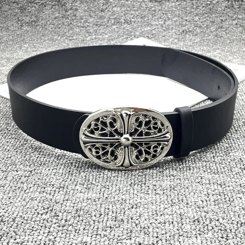Cross Buckle Leather Belt — dettaglio