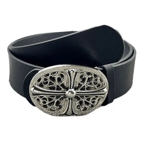 Cross Buckle Leather Belt — vista laterale