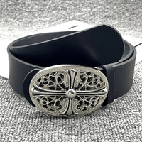 Cross Buckle Leather Belt — dettaglio del tessuto