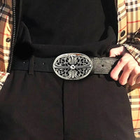 Cross Buckle Leather Belt — vista posteriore