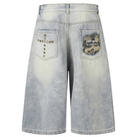 Cross Rivet Denim Shorts Jorts — dettaglio