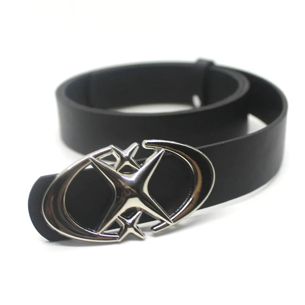 Cross Star Buckle Leather Belt — vista laterale