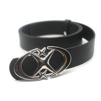 Cross Star Buckle Leather Belt — vista laterale