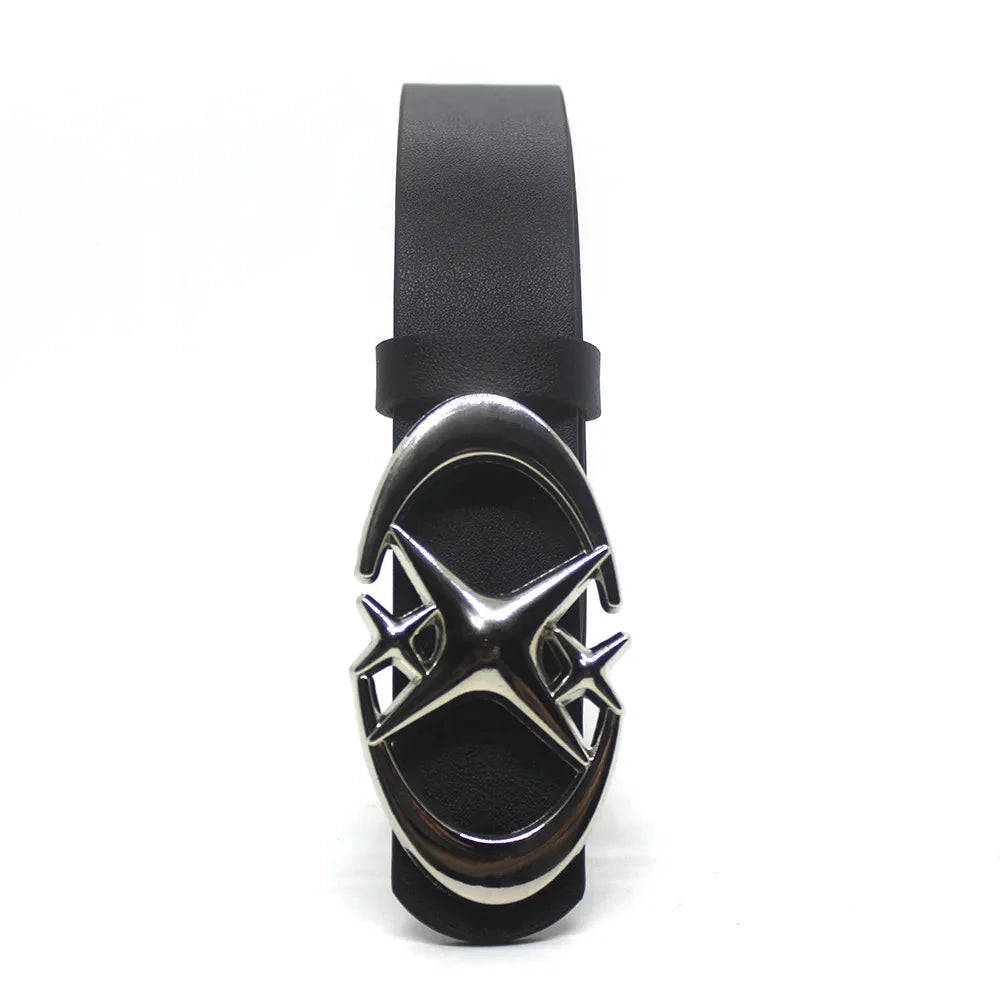 Cross Star Buckle Leather Belt — dettaglio del tessuto