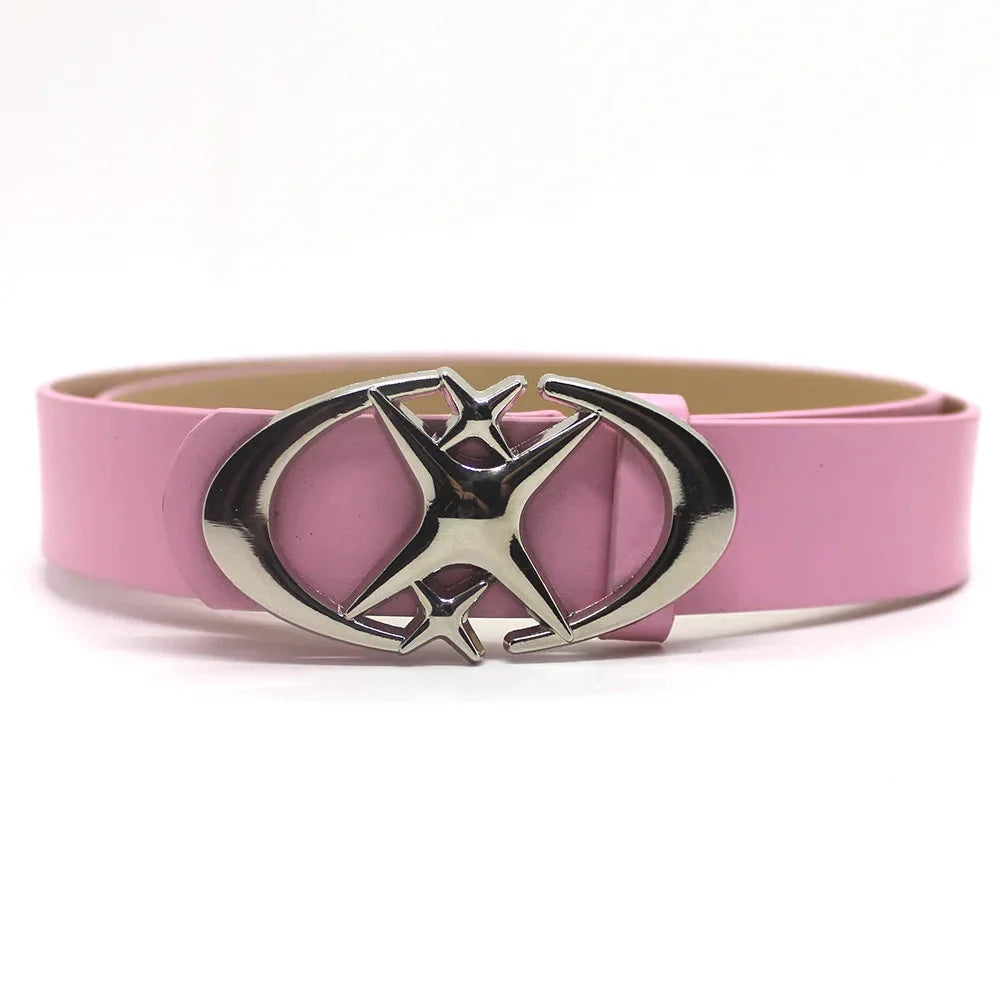 Cross Star Buckle Leather Belt — vista frontale