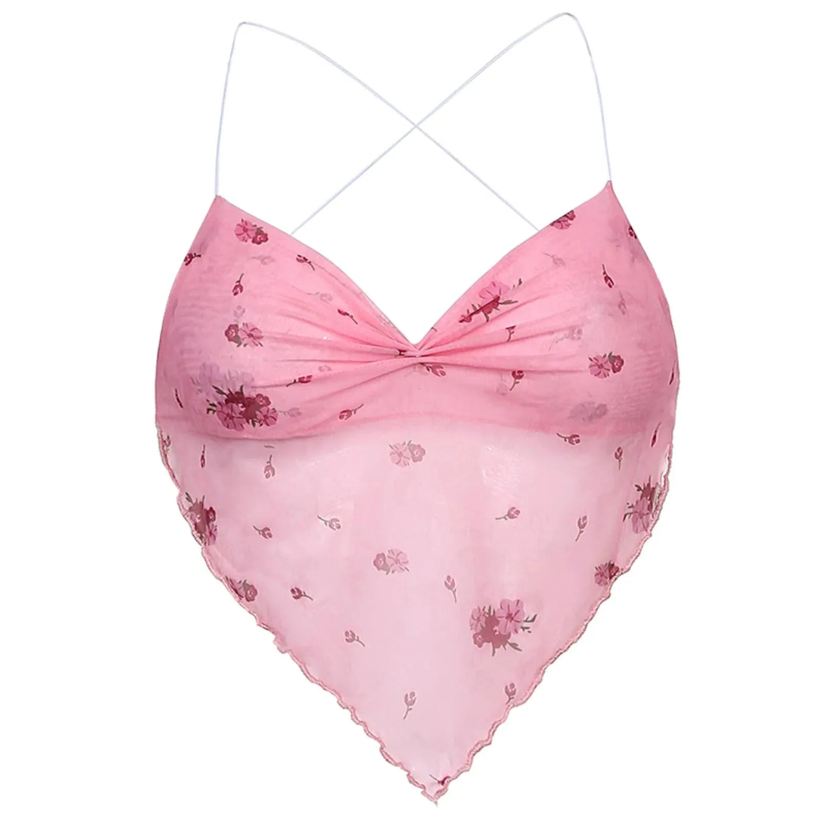 Cute Pink Mesh Halter Top — dettaglio della stampa