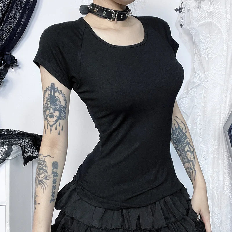 Dark Angel Graphic Mesh Baby Tee — dettaglio