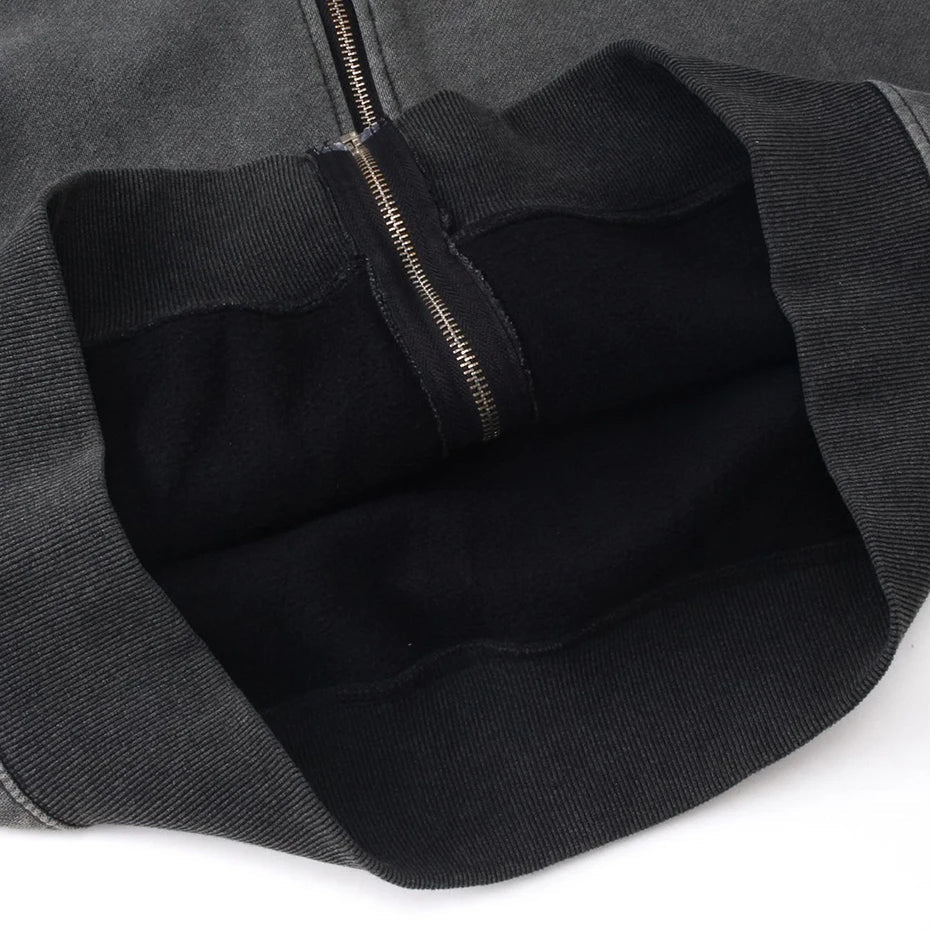 Dark Grey Balaclava Zip Up Hoodie — vista laterale