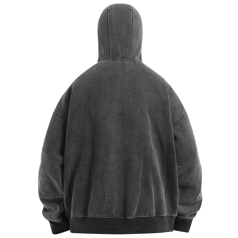 Dark Grey Balaclava Zip Up Hoodie — vista posteriore