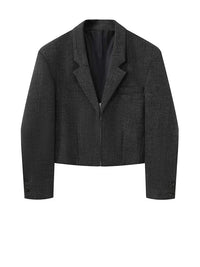 Dark Grey Shoulder Padded Cropped Blazer — vista laterale