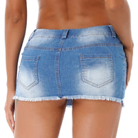 Denim Low Rise Mini Skirt — dettaglio